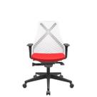 Cadeira Office Bix Tela Branca Assento Aero Vermelho Autocompensador Base Piramidal 95cm - 64053 Cadeira Office Bix Tela Branca Assento Aero Vermelho Autocompensador Base Piramidal 95cm - 64053