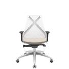 Cadeira Office Bix Tela Branca Assento Poliéster Fendi Autocompensador Base Alumínio 95cm - 63998 Cadeira Office Bix Tela Branca Assento Poliéster Fendi Autocompensador Base Alumínio 95cm - 63998