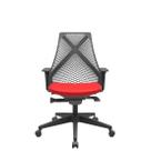 Cadeira Office Bix Tela Preta Assento Aero Vermelho Autocompensador Base Piramidal 95cm - 64018 Cadeira Office Bix Tela Preta Assento Aero Vermelho Autocompensador Base Piramidal 95cm - 64018