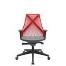 Cadeira Office Bix Tela Vermelha Assento Poliéster Cinza Autocompensador Base Piramidal 95cm - 64029 Cadeira Office Bix Tela Vermelha Assento Poliéster Cinza Autocompensador Base Piramidal 95cm - 64029