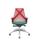 Cadeira Office Bix Tela Vermelha Assento Poliéster Verde Autocompensador Base Alumínio 95cm - 63967 Cadeira Office Bix Tela Vermelha Assento Poliéster Verde Autocompensador Base Alumínio 95cm - 63967