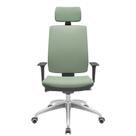 Cadeira Office Brizza Soft Vinil Verde Autocompensador Com Encosto Cabeça Base Aluminio 126cm - 63473 Cadeira Office Brizza Soft Vinil Verde Autocompensador Com Encosto Cabeça Base Aluminio 126cm - 63473