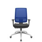 Cadeira Office Brizza Tela Azul Assento Aero Preto RelaxPlax Base Aluminio 120cm - 63830