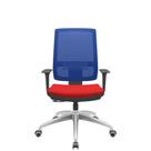 Cadeira Office Brizza Tela Azul Assento Aero Vermelho RelaxPlax Base Aluminio 120cm - 63832