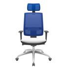 Cadeira Office Brizza Tela Azul Com Encosto Assento Aero Branco Autocompensador 126cm - 63132