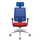 Cadeira Office Brizza Tela Azul Com Encosto Assento Aero Vermelho Autocompensador 126cm - 63131