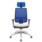 Cadeira Office Brizza Tela Azul Com Encosto Assento Facto Dunas Branco Autocompensador 126cm - 63137 Cadeira Office Brizza Tela Azul Com Encosto Assento Facto Dunas Branco Autocompensador 126cm - 63137