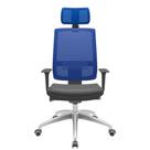 Cadeira Office Brizza Tela Azul Com Encosto Assento Facto Dunas Grafite Autocompensador 126cm - 63142 Cadeira Office Brizza Tela Azul Com Encosto Assento Facto Dunas Grafite Autocompensador 126cm - 63142