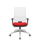 Cadeira Office Brizza Tela Branca Assento Aero Vermelho RelaxPlax Base Aluminio 120cm - 63844