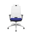 Cadeira Office Brizza Tela Branca Com Encosto Assento Aero Azul Autocompensador 126cm - 63250