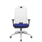 Cadeira Office Brizza Tela Branca Com Encosto Assento Aero Azul RelaxPlax Base Aluminio 126cm - 63601