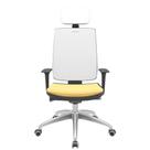 Cadeira Office Brizza Tela Branca Com Encosto Assento Vinil Amarelo Autocompensador 126cm - 63283