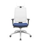 Cadeira Office Brizza Tela Branca Com Encosto Assento Vinil Azul Autocompensador 126cm - 63246