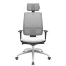 Cadeira Office Brizza Tela Cinza Com Encosto Assento Aero Branco Autocompensador 126cm - 63196