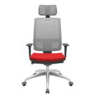 Cadeira Office Brizza Tela Cinza Com Encosto Assento Aero Vermelho Autocompensador 126cm - 63195