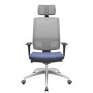Cadeira Office Brizza Tela Cinza Com Encosto Assento Facto Dunas Azul Autocompensador 126cm - 63204 Cadeira Office Brizza Tela Cinza Com Encosto Assento Facto Dunas Azul Autocompensador 126cm - 63204