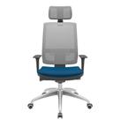 Cadeira Office Brizza Tela Cinza Com Encosto Assento Poliester Azul Autocompensador 126cm - 63233
