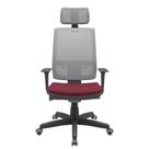 Cadeira Office Brizza Tela Cinza Com Encosto Assento Poliester Vinho Autocompensador Base Standard 126cm - 63422