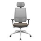 Cadeira Office Brizza Tela Cinza Com Encosto Assento Vinil Marrom Autocompensador 126cm - 63235