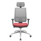 Cadeira Office Brizza Tela Cinza Com Encosto Assento Vinil Vermelho Autocompensador 126cm - 63191