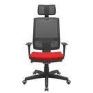 Cadeira Office Brizza Tela Preta Com Encosto Assento Aero Vermelho Autocompensador Base Standard 126cm - 63331 Cadeira Office Brizza Tela Preta Com Encosto Assento Aero Vermelho Autocompensador Base Standard 126cm - 63331