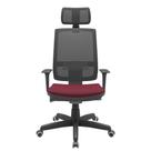Cadeira Office Brizza Tela Preta Com Encosto Assento Poliester Vinho Autocompensador Base Standard 126cm - 63351