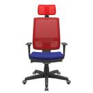 Cadeira Office Brizza Tela Vermelha Com Encosto Assento Aero Azul Autocompensador Base Standard 126cm - 63365