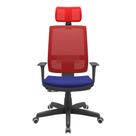 Cadeira Office Brizza Tela Vermelha Com Encosto Assento Aero Azul RelaxPlax Base Standard 126cm - 63630