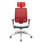 Cadeira Office Brizza Tela Vermelha Com Encosto Assento Aero Branco Autocompensador 126cm - 63069