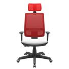 Cadeira Office Brizza Tela Vermelha Com Encosto Assento Aero Branco RelaxPlax Base Standard 126cm - 63632