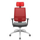 Cadeira Office Brizza Tela Vermelha Com Encosto Assento Facto Dunas Cinza Autocompensador 126cm - 63075 Cadeira Office Brizza Tela Vermelha Com Encosto Assento Facto Dunas Cinza Autocompensador 126cm - 63075