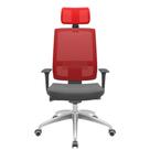 Cadeira Office Brizza Tela Vermelha Com Encosto Assento Poliéster Cinza Autocompensador 126cm - 63091
