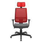 Cadeira Office Brizza Tela Vermelha Com Encosto Assento Poliester Cinza Autocompensador Base Standard 126cm - 63371