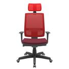Cadeira Office Brizza Tela Vermelha Com Encosto Assento Poliester Vinho Autocompensador Base Standard 126cm - 63369
