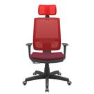 Cadeira Office Brizza Tela Vermelha Com Encosto Assento Poliester Vinho RelaxPlax Base Standard 126cm - 63634