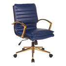 Cadeira OSP Home Furniture, material sintético, detalhes em ouro azul