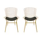 Cadeira para Cozinha Bertoia cor Dourado Fosco assento preto tubular 2 Peças Cadeira para Cozinha Bertoia cor Dourado Fosco assento preto tubular 2 Peças