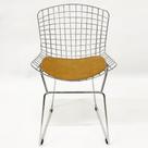Cadeira para cozinha Bertoia Cromada assento cor caramelo aço maciço