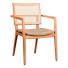 Cadeira para Mesa de Jantar Adele 44cm Madeira Maciça com Braço material sintético Fende - Sallar Home