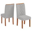 Cadeira Para Mesa de Jantar Ayla Kit 2 Peças Freijo Linho Neblina - DJ Móveis