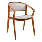 Cadeira para Mesa de Jantar Cyndi 53cm Madeira Maciça com Braço Linho Cinza - Sallar Home