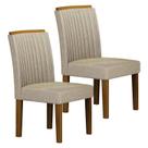 Cadeira para Mesa de Jantar Jade MDF Kit 2 Peças Freijó Linho Palha Leifer Móveis