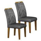 Cadeira para Mesa de Jantar Larissa New MDF Kit 2 Peças Freijó Joli Chumbo - Leifer Móveis