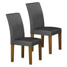 Cadeira para Mesa de Jantar Napoli MDF Kit 2 Peças Freijó Joli Chumbo Leifer Móveis