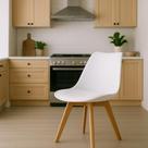 Cadeira Para Mesa De Jantar Sala Cozinha Saarinen Leda Design Wood Branca