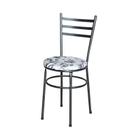 Cadeira para Mesa Epoxi Preta Craqueada Assento Floral