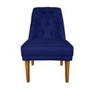 Cadeira Para Sala De Jantar Escritório Estofada Berlim Retro Suede Azul Marinho Eli Móveis e Decoração