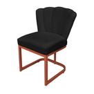 Cadeira Pétala Veludo Preto com Base Industrial Cobre - Belliv Decor