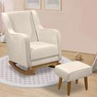 Cadeira Poltrona Amamentação Balanço Áquila C/puff Off White