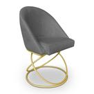 Cadeira Poltrona de Jantar Bela Linho Grafite Base Metálica Luxo Dourado - Pallazio Cadeira Poltrona de Jantar Bela Linho Grafite Base Metálica Luxo Dourado - Pallazio